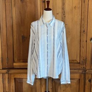 APRAW Boho Striped Chic Button Down Blouse Sz. L (like new)